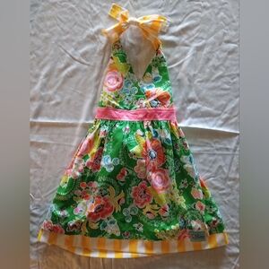 NWOT Sweet Petunia Boutique Dress Size 6 Green & Pink Floral Halter Dress Size 6